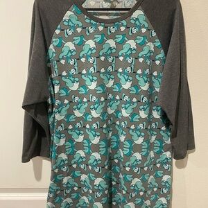 Gray and Teal Disney Raglan Shirt